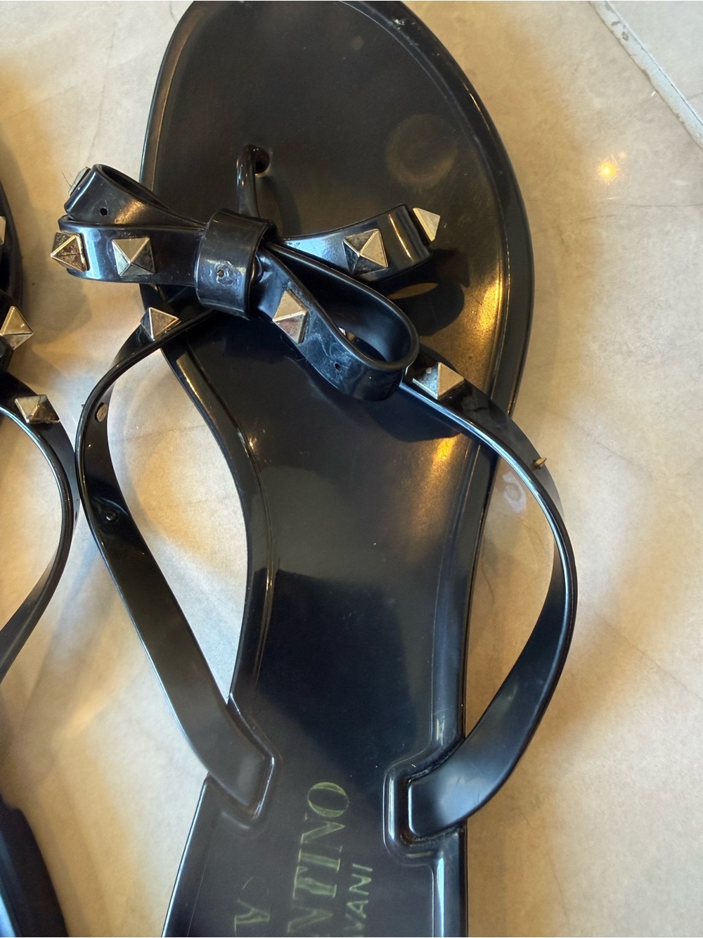 Valentino Black Studded Bow Women’s Sandals - Picture 3 of 9